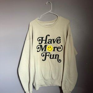 Dressed in LALA - Have More Fun Oversized Pullover in Sand (Size: S/M)